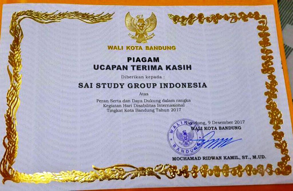 1. Piagam Penghargaan - SAI Study Group Indonesia